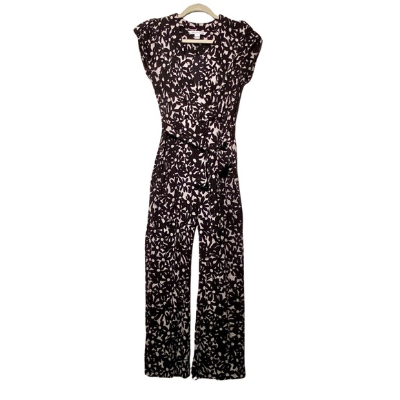 Diane Von Furstenberg Pants - Diane Von Furstenberg DVF Purdy Black and White Floral Jumpsuit Size 2
